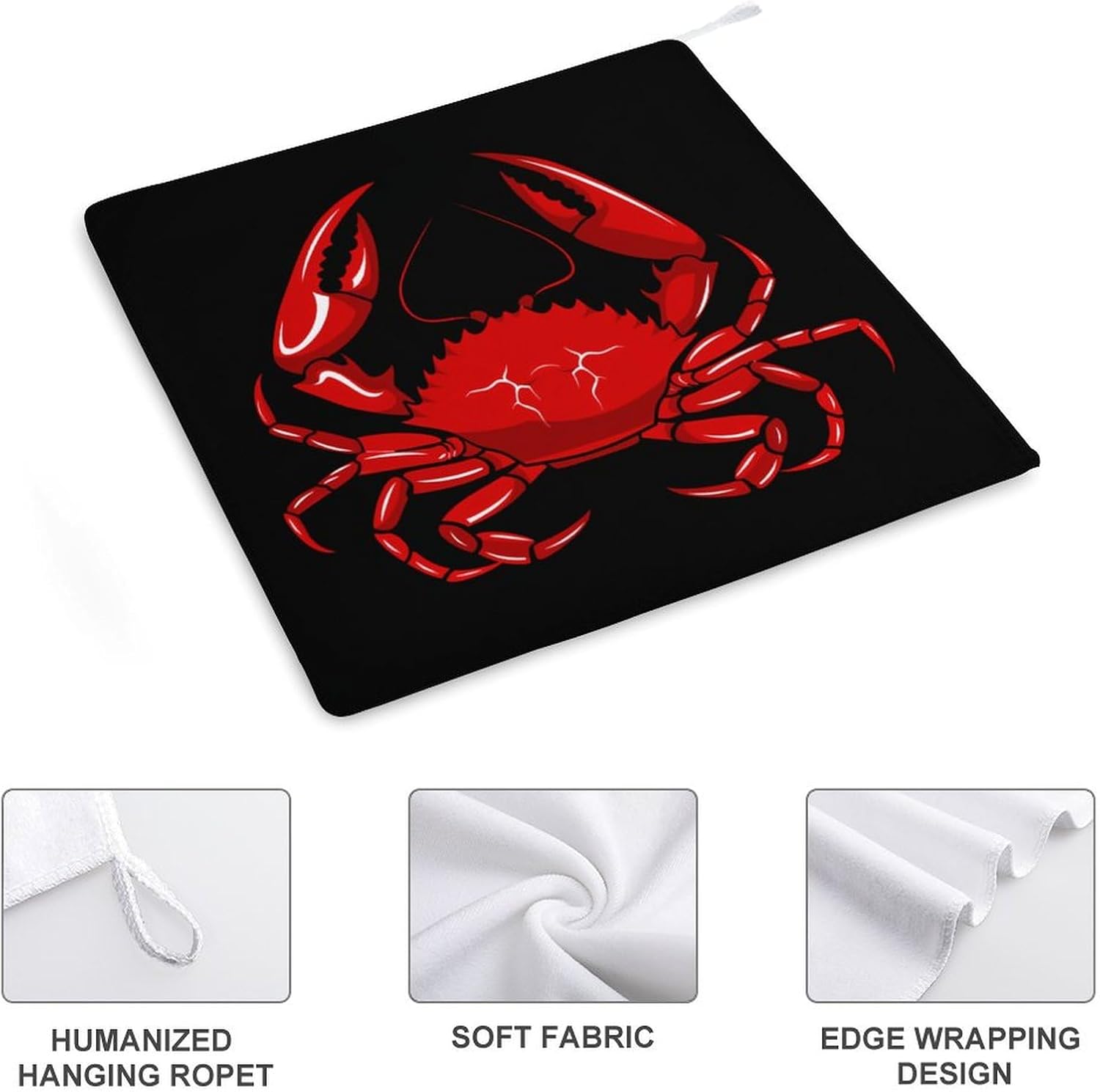 Red Crab Hand Towels for Bathroom Kitchen Towels Small Towel Handkerchiefs with Hanging Loop 4PCS