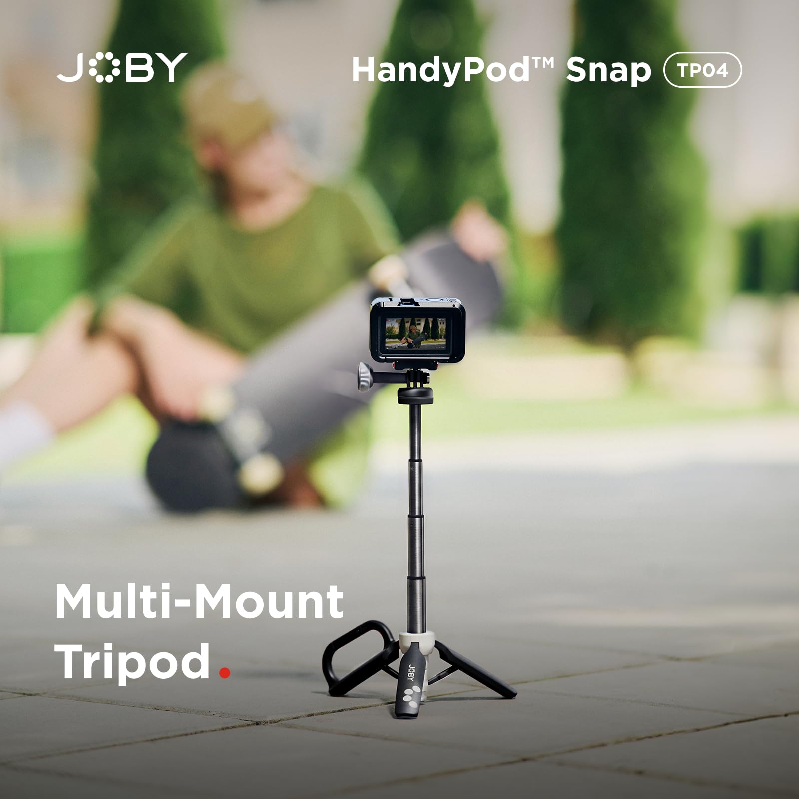 JOBY TP04 TelePod - Trípode de escritorio abierto de un solo toque y palo para selfie, extensible de 29 cm, soporte magnético para teléfono, cabeza de bola panorámica de amortiguación de 0.25 pulgadas