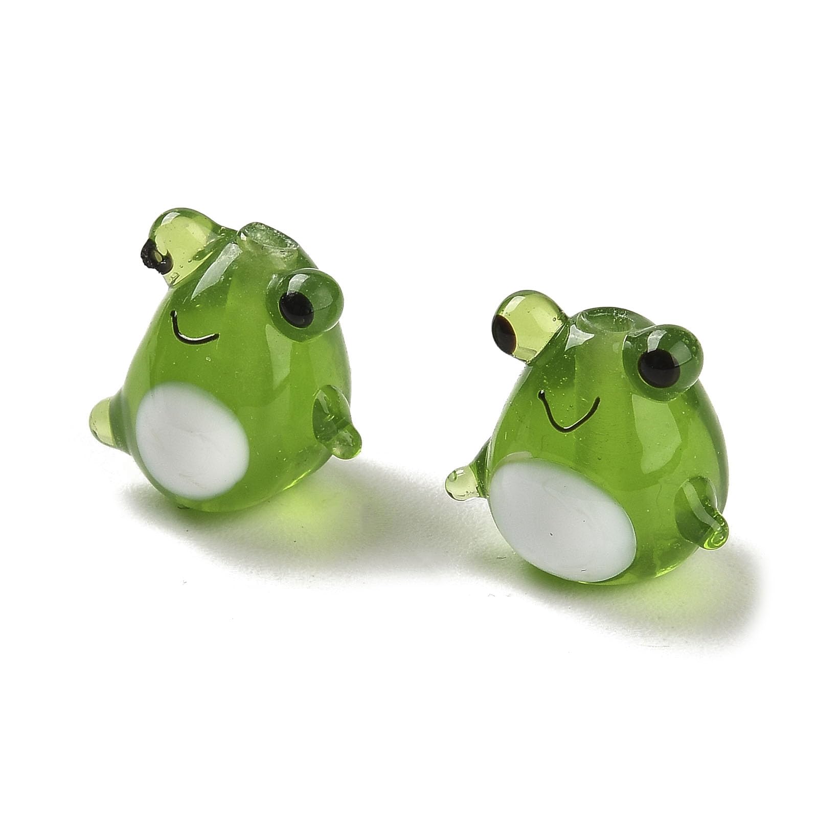 LiQunSweet 10 Pcs Cartoon Green Frog Lampwork Loose Beads Cute Animals Spacer Glass Beads for DIY Jewelry Bracelets Earrings Craft Accessory