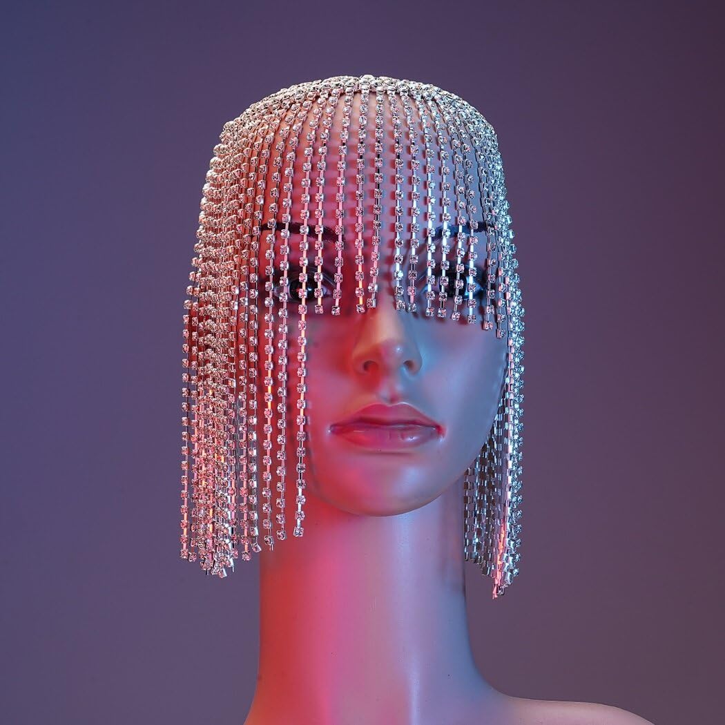 Gatsby Chaîne de tête à pompon en cristal pour femme et fille Accessoire de cheveux élégant des années 1920 pour fête, mariage et cosplay