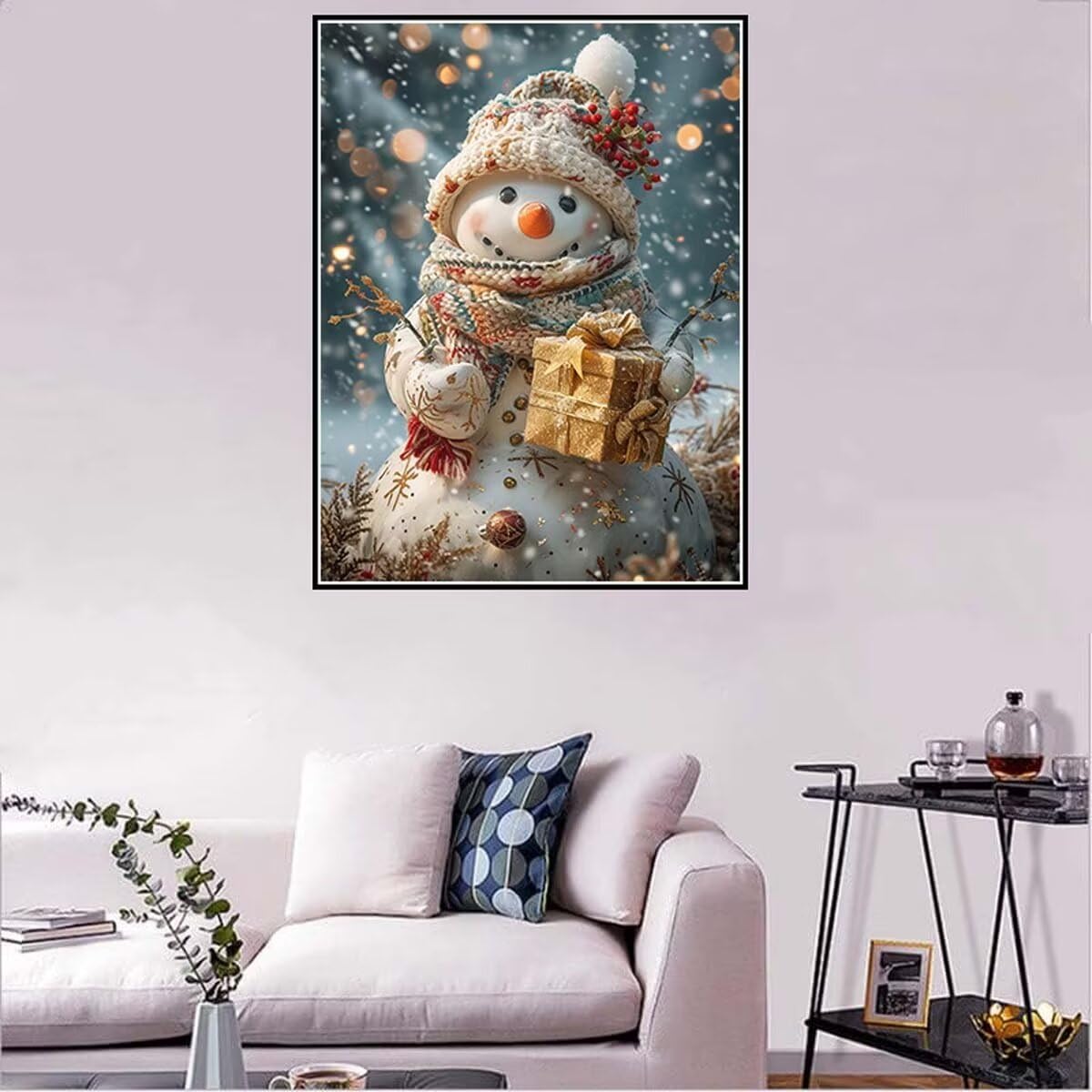 5D Diamond Painting Kit Completo, Kit per Diamond Painting Adulti pupazzo neve, Pittura Diamante inverno per Bambini DIY Strass Ricamo a Punto Croce Painting per Decorazioni Casa Pareti (75x30cm) u-7