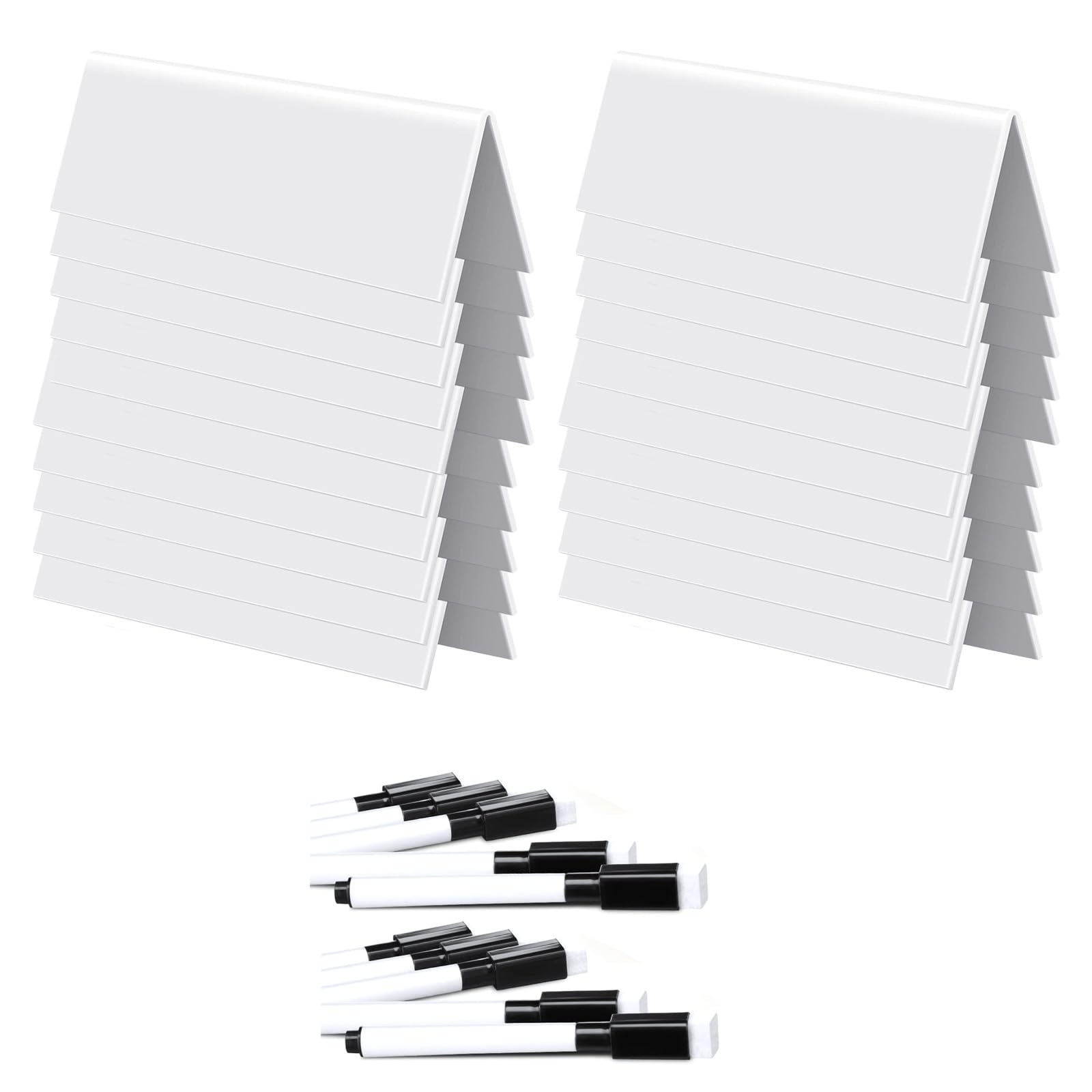 yanzunlrn 10 / 20Pcs V Shape Table Number Holders Writable Erasable Table Desk Tent Cards for Business Meetings or Classroom Use Erasable Name Card Stand