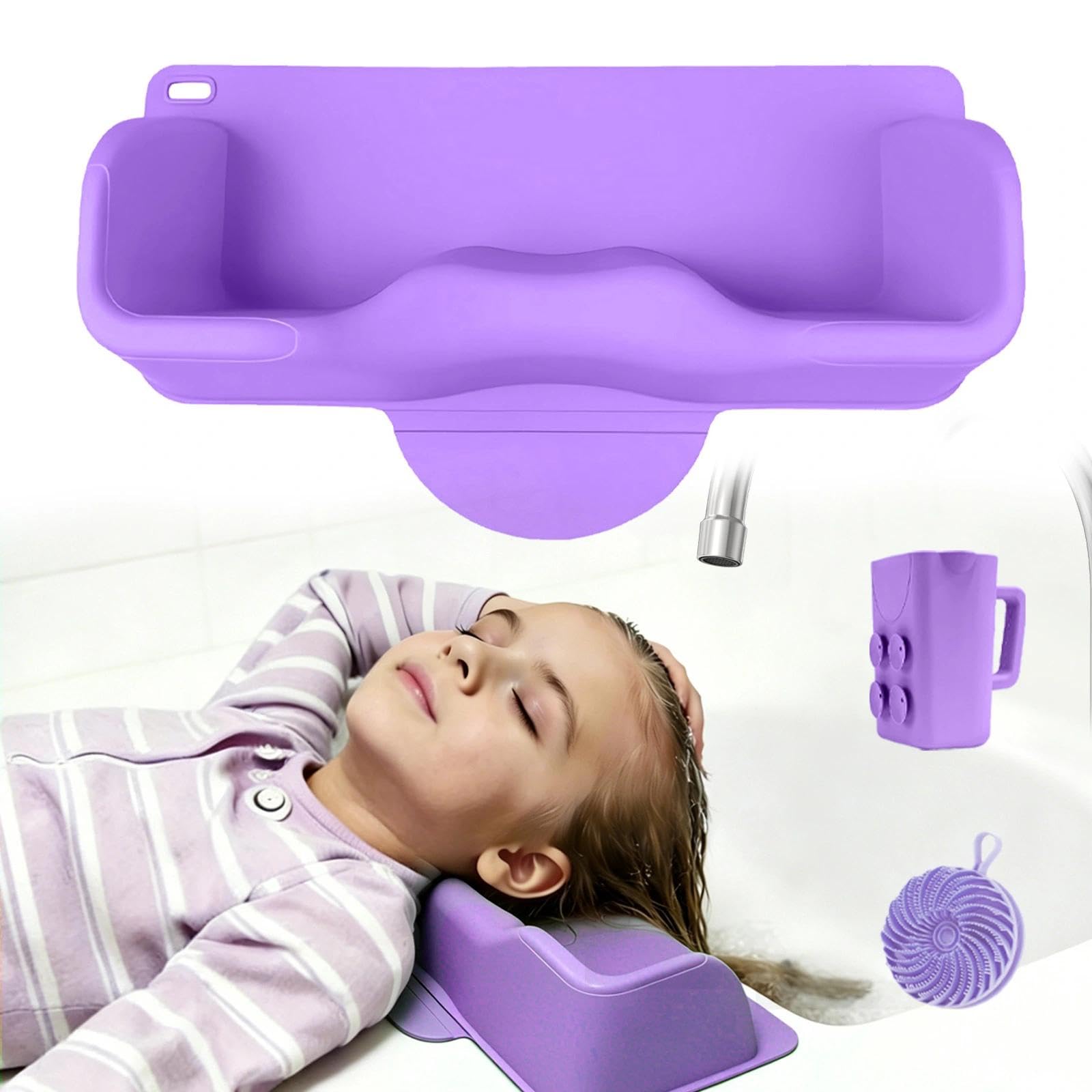 Haarwaschstation für Kinder, tragbare Shampoo-Schüssel aus Silikon und ältere Menschen mit Spülbecher und Kopfhautmassagegerät, Haarwaschbecken für Waschbecken oder Badewanne zu Hause mit