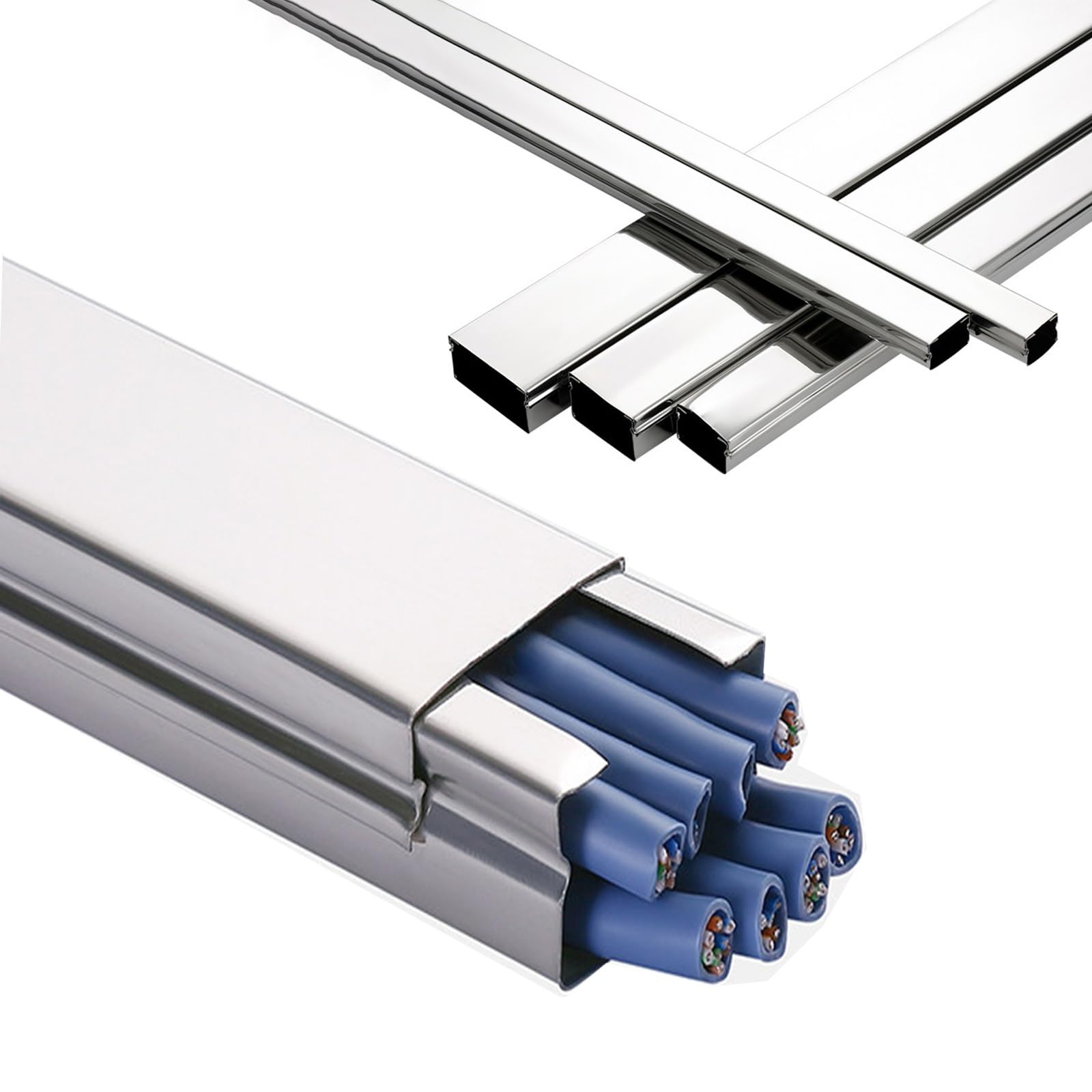 HAIXHX Passacavi Canaletta portacavi Quadrata in Acciaio Inox, Condotto per Cavi elettrici di Livello Industriale, Copertura per progetti di Cablaggio residenziale(5pcs,3.15x1.57in (80x40mm))