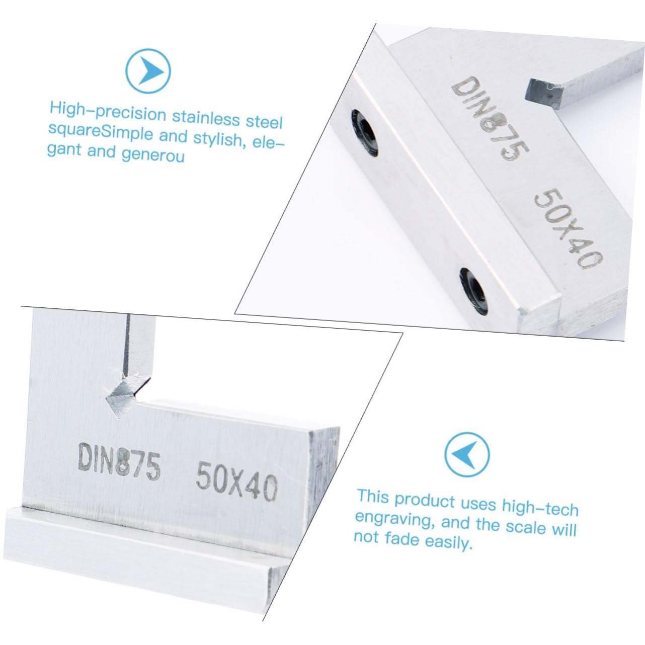 Mikikit 3pezzi Stainless Steel Right Angle Measuring Ruler Strumento Di Misura Accurato Per Falegnameria Righe Incise Resistenti e Superficie Liscia Per Lavori Di Precisione