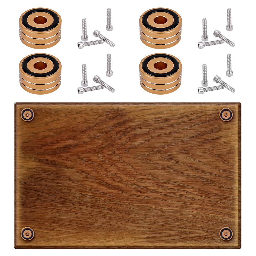 NBEADS 4 Sets Alloy Cutting Board Feet with Nonslip Pads, 40x22mm Board Feet Legs with Silicone Rubber and Screws Kit for Kitchen Unfinished Cutting, Light Gold