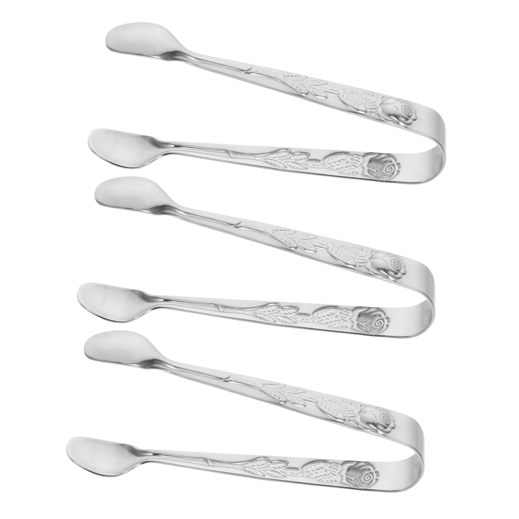 PRETYZOOM 3Pcs Stainless Steel Food Tongs Silver Serving Tongs for Ice Cubes Fruits and Utensils for Tea Parties and Family Gatherings