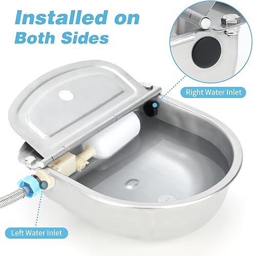 Miniatura 3 de FHTONGE Dispensador automático de agua de acero inoxidable 304 con drenaje para perros grandes al aire libre, válvulas de flotador grandes para