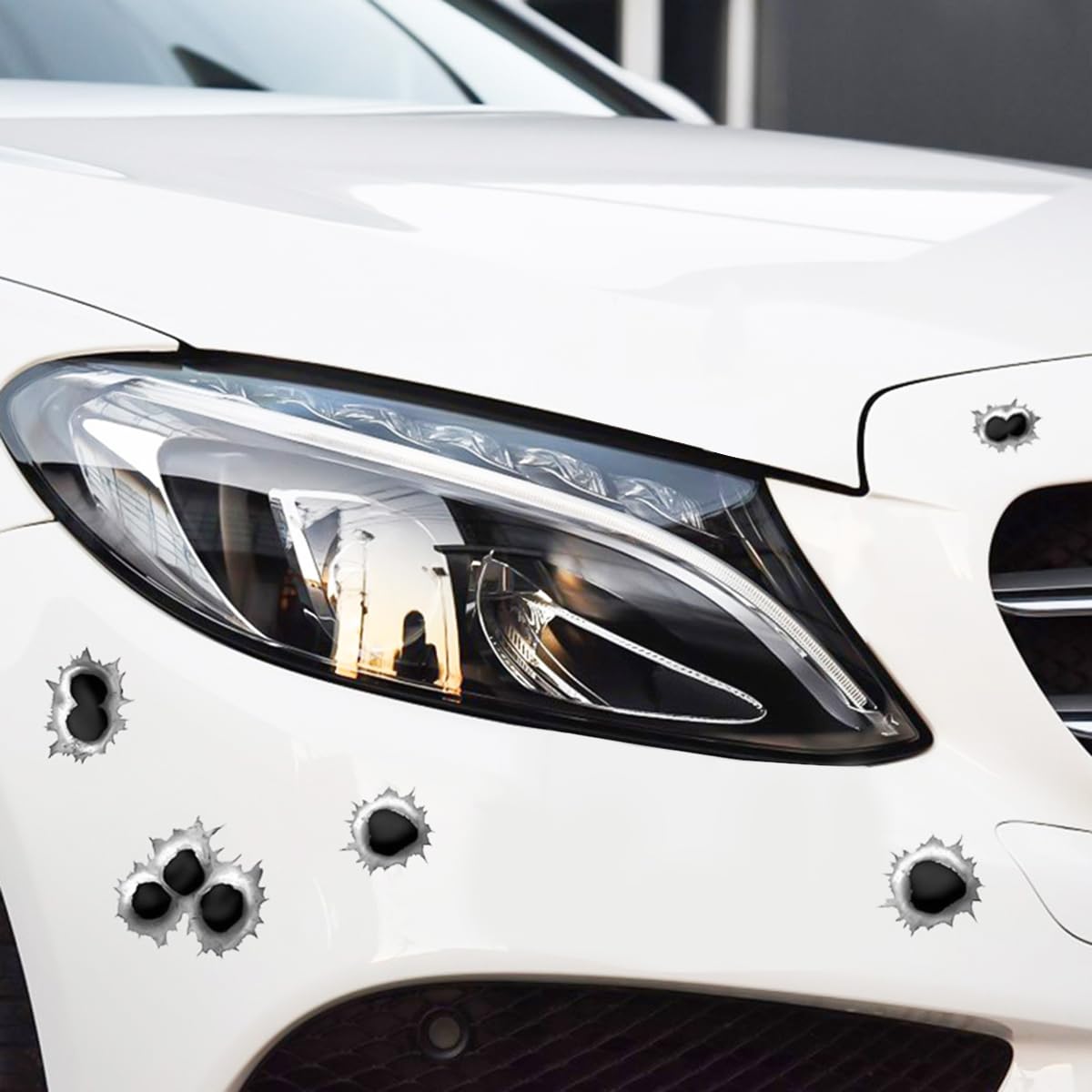 Adesivi 3D Fori Di Proiettile Per Auto - Decorazione Auto Divertente Per Coprire Graffi, Nero - Foto 5