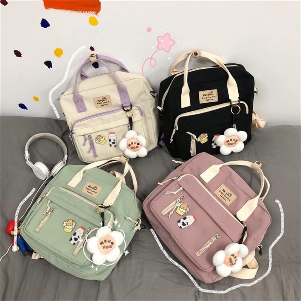 JELLYEA Kawaii Backpack Cute Tote Bag with Flower Accessories Kawaii