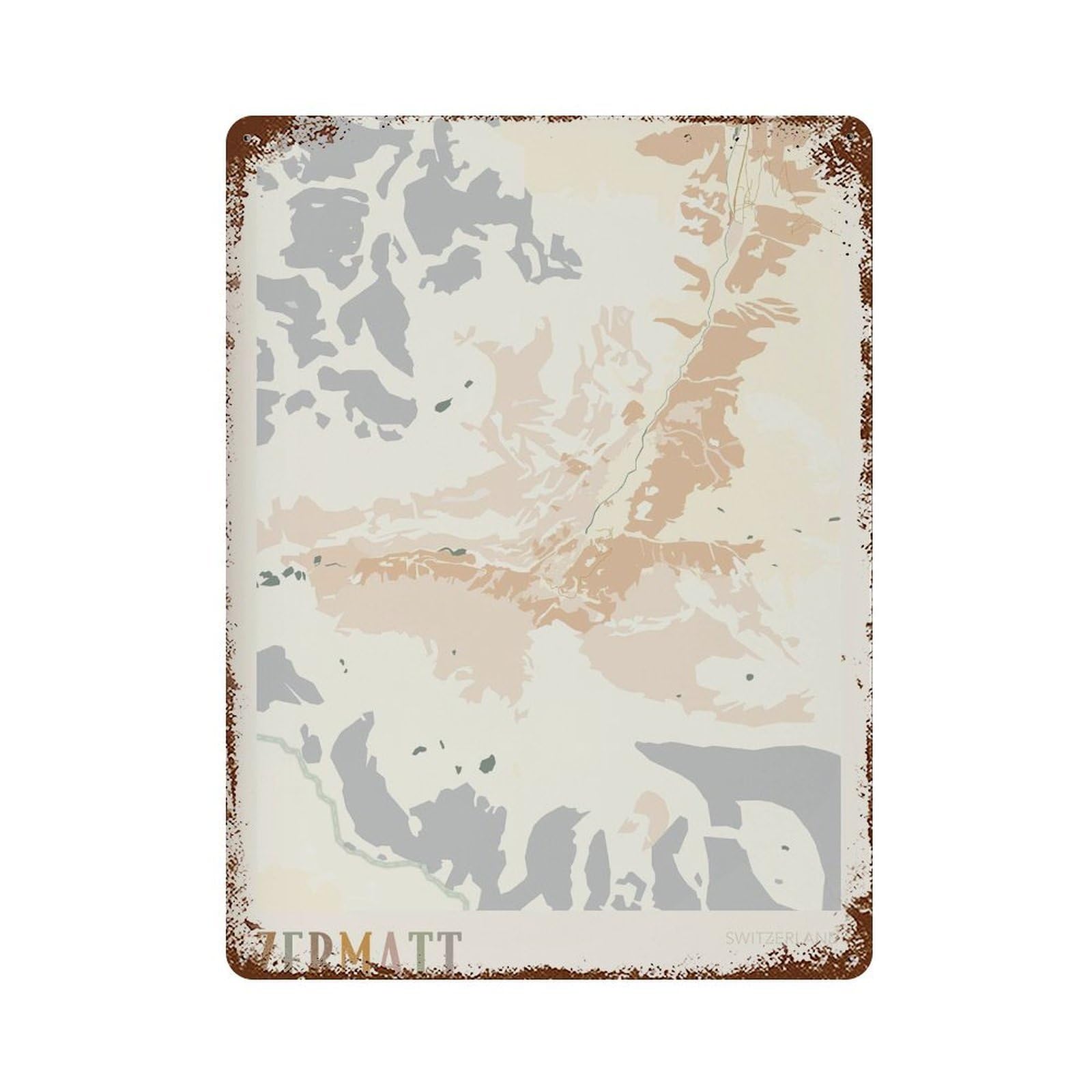 xiaoxiaoshen Zermatt Map Switzerland Travel Gift Boho Wall Decor Art Metal Tin Poster Modern Home Decor Art Home Bar Shop Decorations Vintage Sign 40x30cm