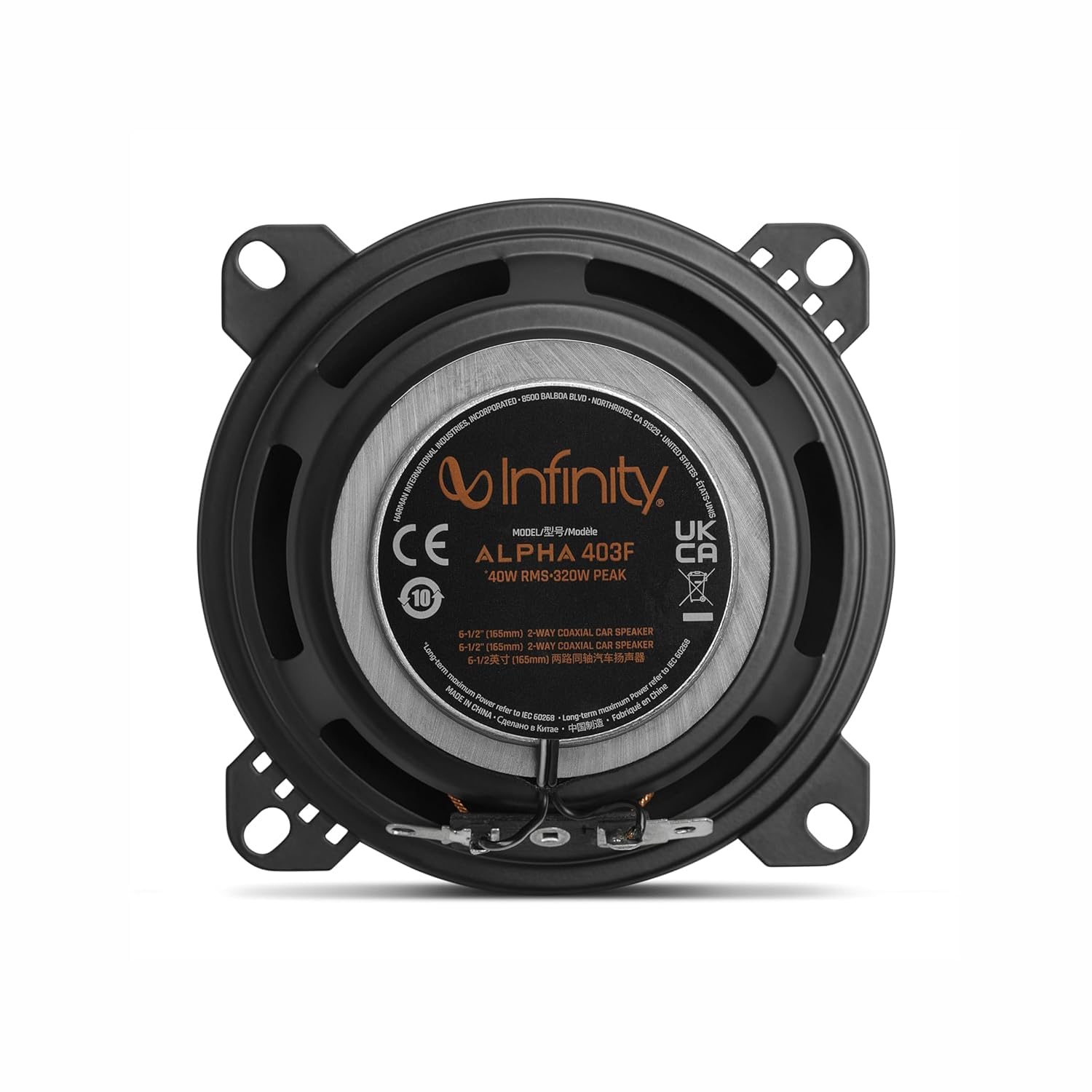 Infinity Car Coaxial Speaker Alpha 403F (4 Inch)| Peak Power - 320W | RMS Power - 40W | 4 Inch Coaxial Speaker (Black) — Amazon image 11