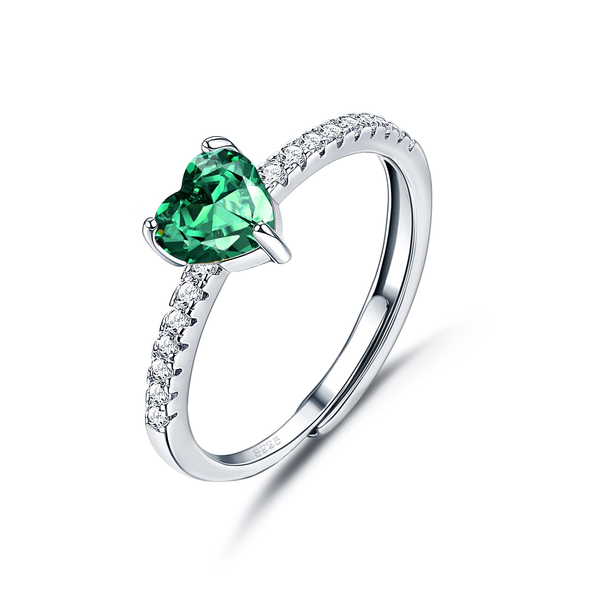 JeweBella Anillos Mujer Plata de Ley 925 Elegant Anillo Corazón Ajustable Circonita Cúbica Anillo Amistad de Compromiso de Aniversario de Bodas de Promesa