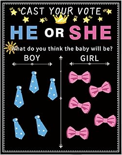 54Pcs Gender Reveal, Gender Reveal Ideas, Gender Reveal Decoration, Gender Reveal Games, 27Pcs Blue Ties and 27Pcs Pink Bows Stickers Gender Reveal Boy or Girl, for Party Decorations