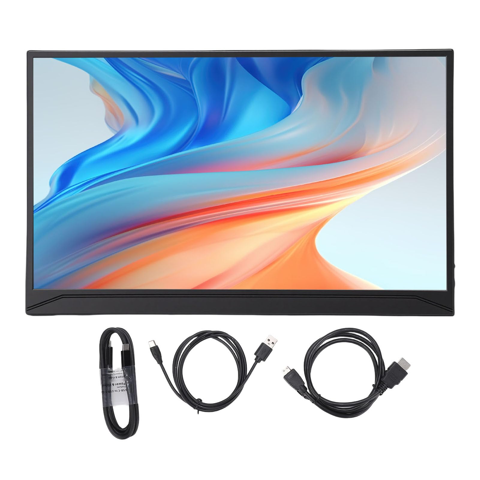 Przedłużacz Ekranu Laptopa 15,6" Przenośny Monitor 1080P, Wyświetlacz USB C Typu Plug and Play ze Stojakiem, Podwójny Przedłużacz Ekranu do Laptopa, Tabletu, Wbudowane Głośniki