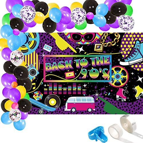 115 PCS Back to The 90's Party Supplies 5x3 FT Throwback 90's Photography Backdrop I Love 90s Balloons Arch Garland Kit for Rock Punk Music Dance Disco Hip Hop 90th Birthday Wedding Party Decorations 115 PCS Back to The 90's Party Supplies 5x3 FT Throwback 90's Photography Backdrop I Love 90s Balloons Arch Garland Kit for Rock Punk Music Dance Disco Hip Hop 90th Birthday Wedding Party Decorations