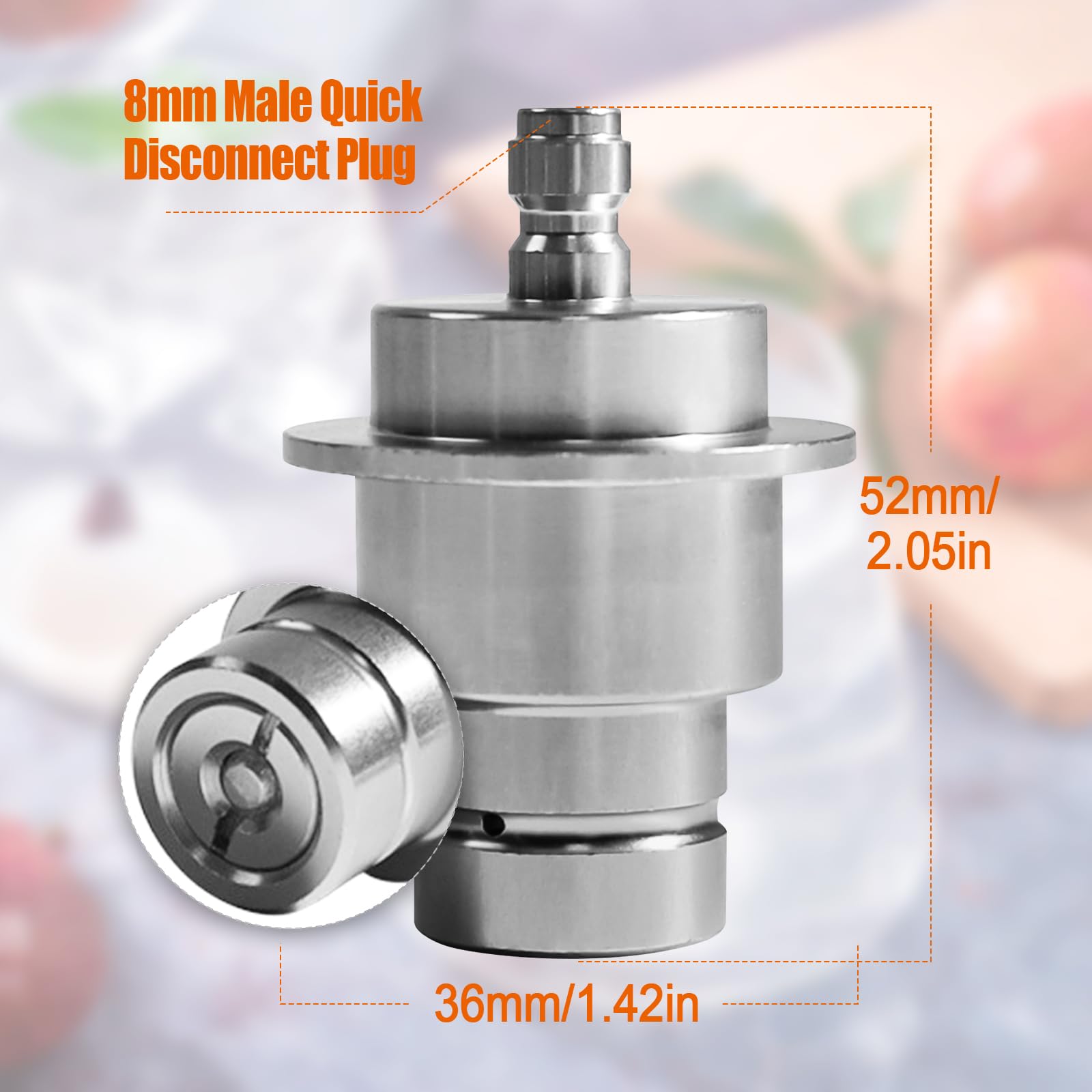 HSOKEW CO2 Adapter, 8mm Soda CO2 Cylinder Quick Connect for Large CO2 Storage Tanks Soda Machine Pink CO2 Cylinder System Compatible with Soda Terra Duo Soda Water Maker Machine (Silver)