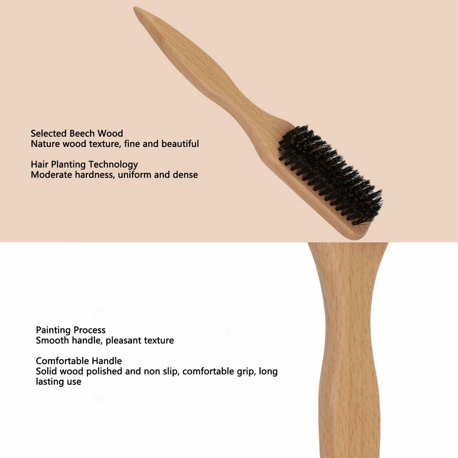 Spazzola per Barba Uomo con Manico in Legno, Spazzola Multiuso per del Viso per la Pulizia dello Styling, Legno Massello di Faggio con Setole (Pennello Barba a Coda Appuntita Colore di)