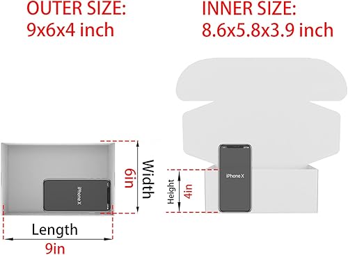 Miniatura 2 de Cajas de envío pequeñas negras para pequeñas empresas, paquete de cajas de cartón corrugado de 25 a 9 x 6 x 4 pulgadas para envío, embalaje, regalos