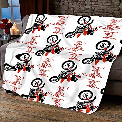 BOZOTA Personalized Blanket- Customized with Baby Girl Boy Kid Name Personalize Baby Blanket Boy Custom Name Baby Blanket Dirt Bike Baby Bedding Toddler Bedding Boy Baby Shower