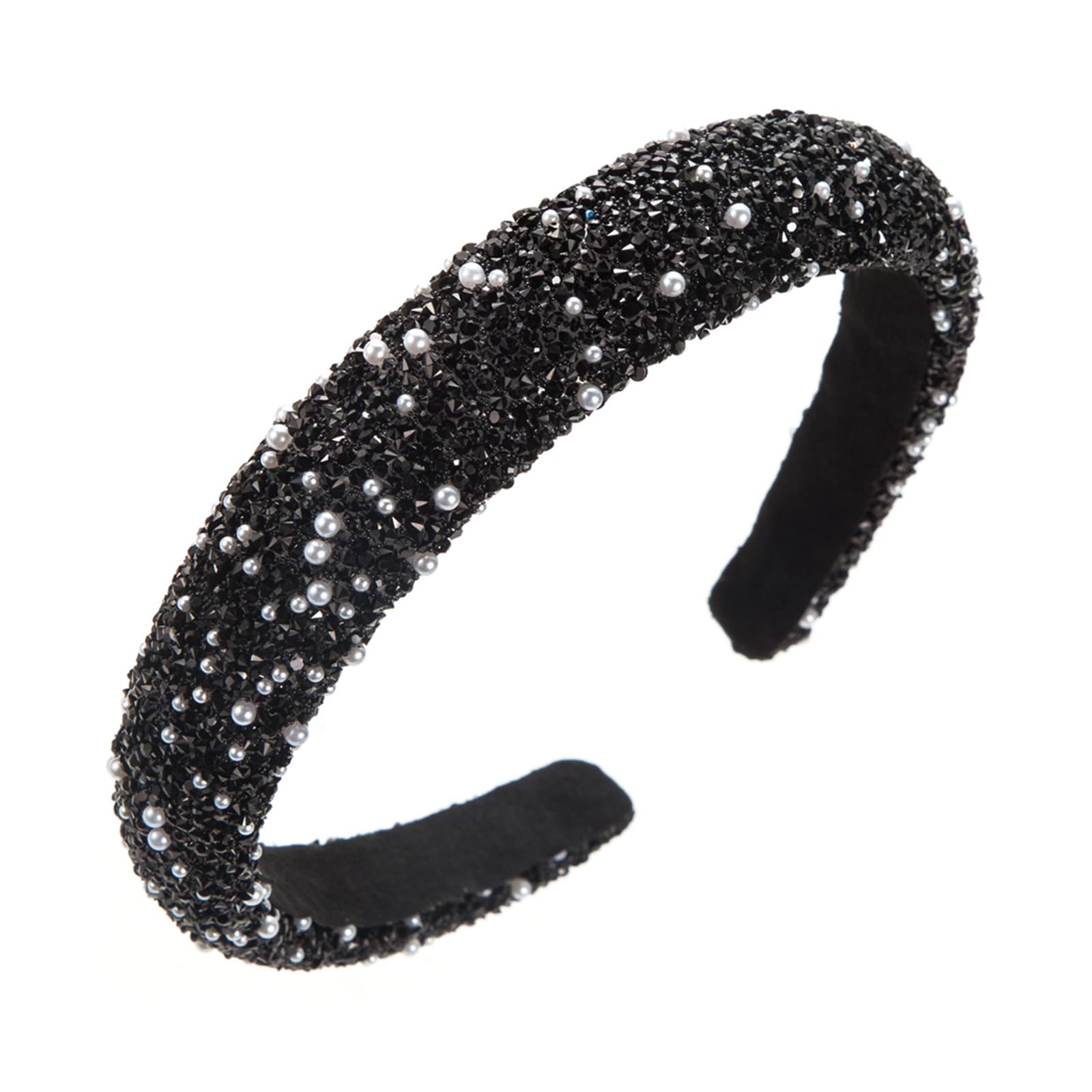 Fentency Women Glittering Rhinestones Headband Pearls Studded Hairband for Bridal Wedding and Everyday Use Fashion Accessories