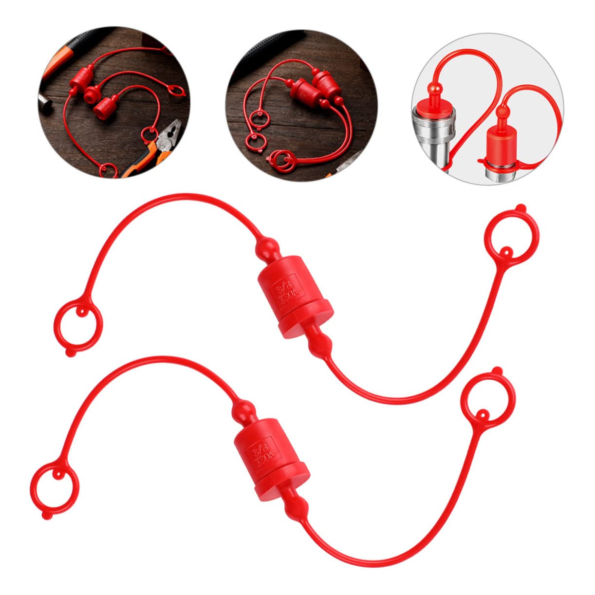 Holibanna 2-Set Hydraulic Coupler Dust Caps & Plugs – Plastic Quick Connect Covers, Red, For Protecting Hydraulic Fittings