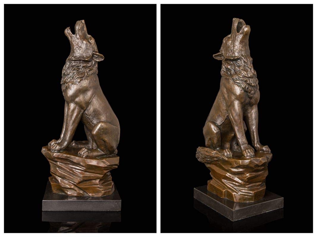 Timber Wolfの彫像、美術工芸品 Wolf Timber - Edge Sculpture Bust EDB04