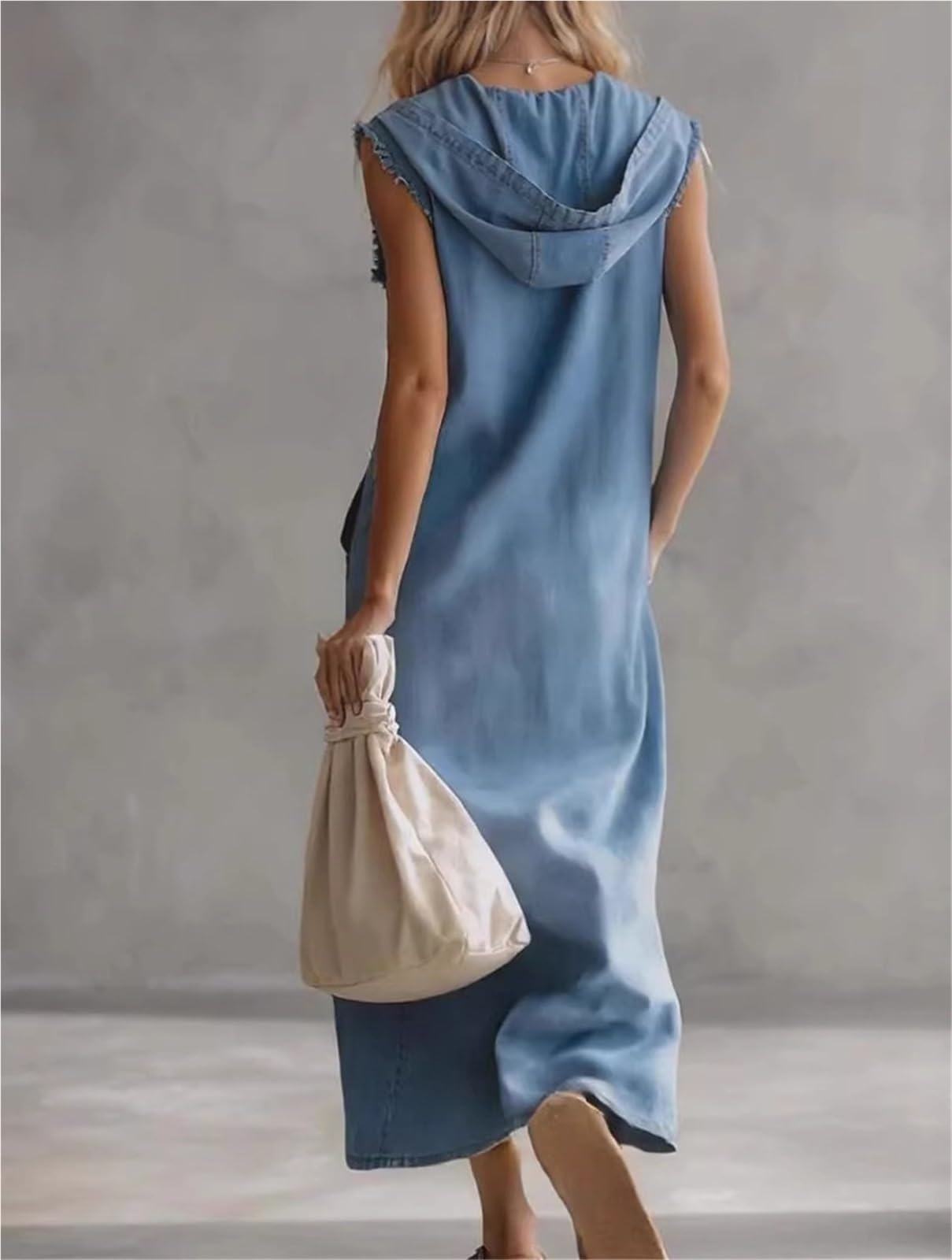 Vestido de verano sin mangas para mujer, vestido camisero casual, vestido largo suelto con abertura