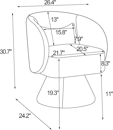 Miniatura 2 de Goujxcy Sillón giratorio con diseño de barril redondo de terciopelo, cómodo sillón con sillas giratorias de 360 para sala de estar, dormitorio, sala