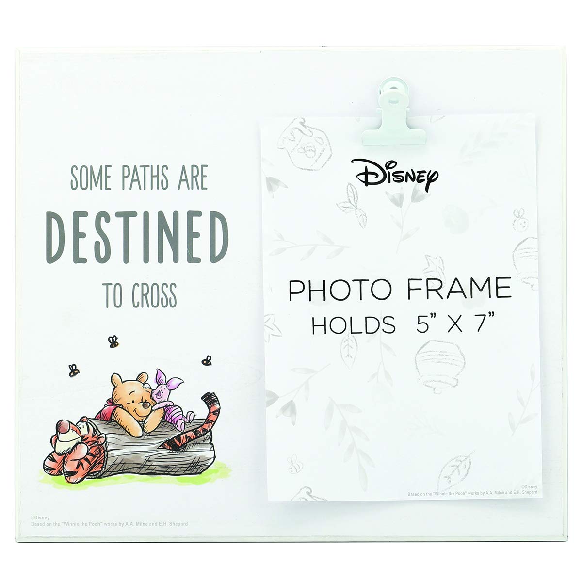 Open Road Brands Winnie the Pooh Paths Destined to Cross Wood Photo Clip Frame for 5x7 Picture - Cute Winnie the Pooh Decor