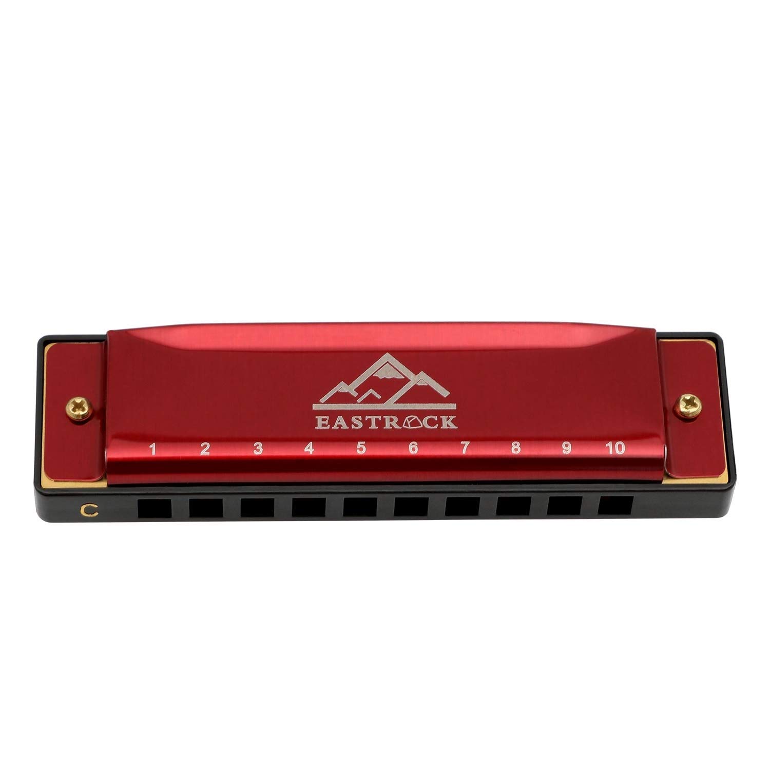 EASTROCKBlues Harmonica 10 Hole C Key with Case, Mouth Organ Harp, Diatonic Harmonica for Beginner, Adult, Kids, Professional, Students, Friends, Gifts (Red)