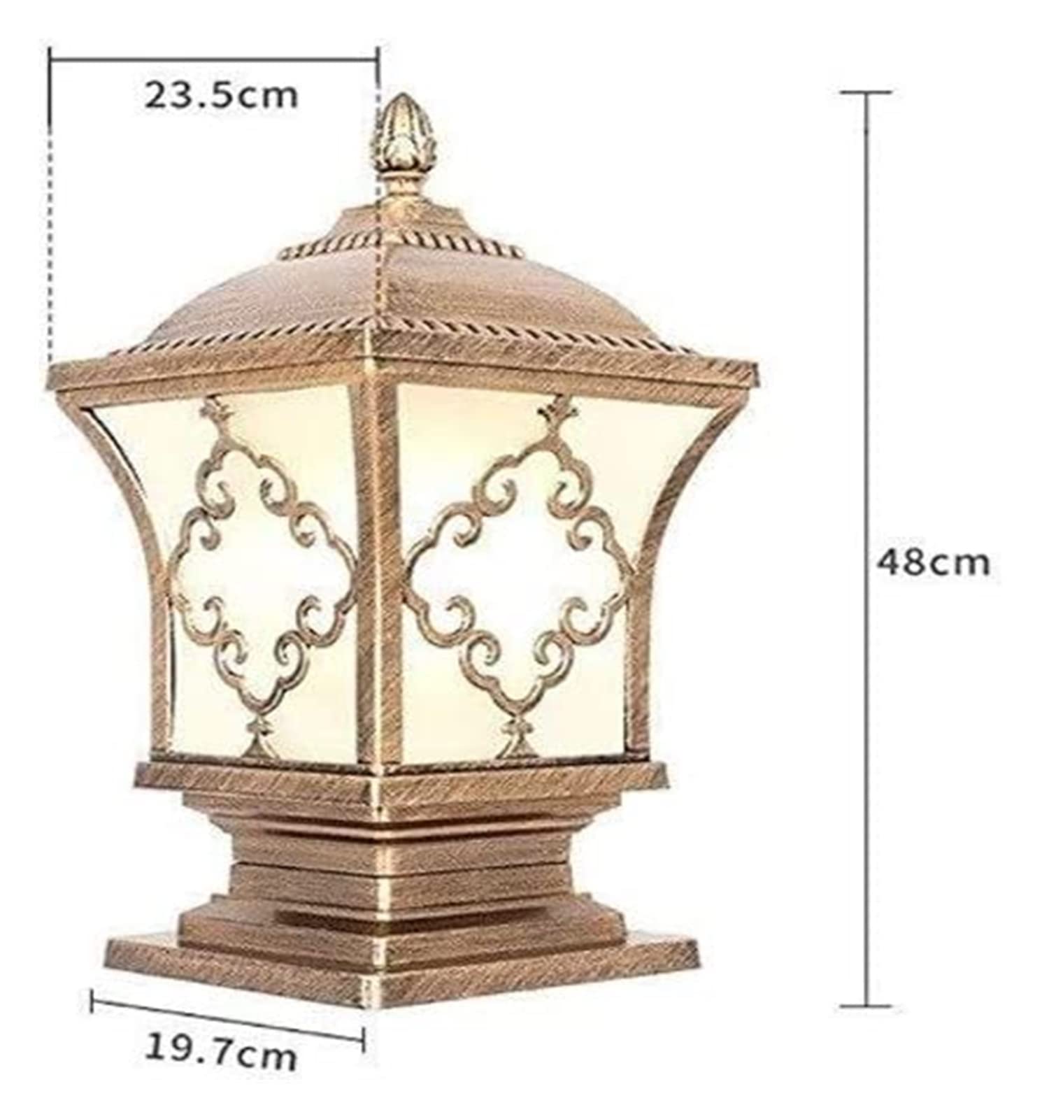 Cortile Lampione Lampione Esterno Cancello Lampione, Pilastro Lampione Villa Giardino Esterno Waterproofpe Illuminazione Parete estremità Pilastro Palo Lampada Antico Alluminio Bronzo Balcone