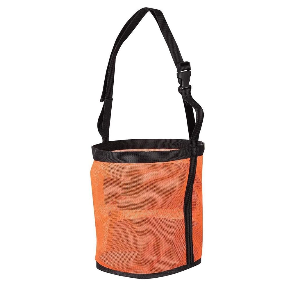 HAICHEN TEC Durable Horse Feed Bag Premium Heavy Duty Adjustable Strap Waterproof Bottom Breathable Mesh Design-Muzzle Feeding Straw Grain Dispensing (Orange)