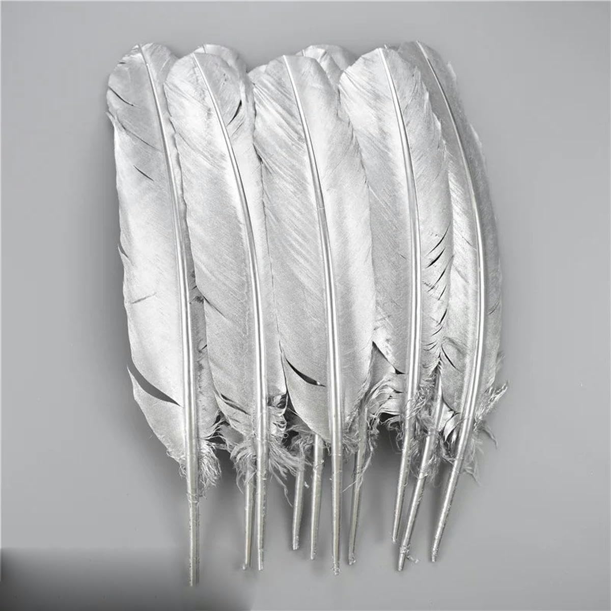Piume d'Argento Dorate Accessori Artigianali Centrotavola Dorati Decorazione per Feste - Argento 25-30 cm - 500 Pezzi