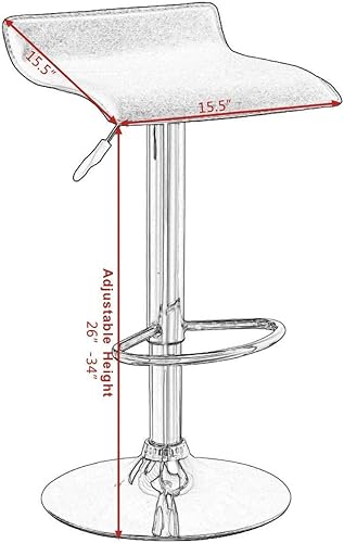 Miniatura 7 de LDAILY Juego de 2 taburetes de bar de altura ajustable, taburete de bar de altura de encimera de cocina con asiento giratorio de 360 grados y