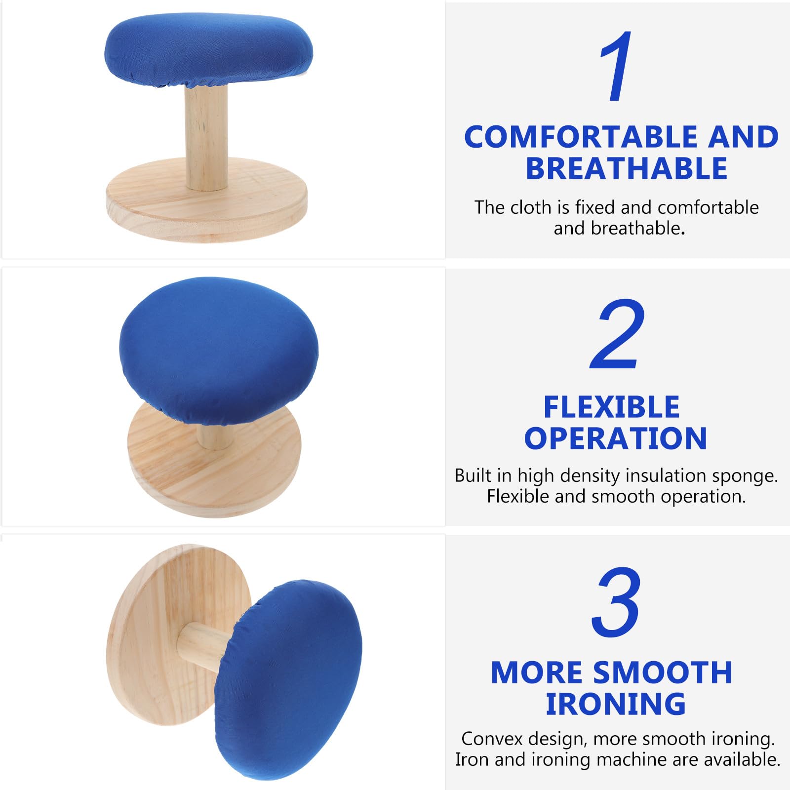 Amosfun Asse da Stiro Tavolo Piccolo Cuscino Imbottito e Sgabello per Stiratura Professionale, per Uso Domestico