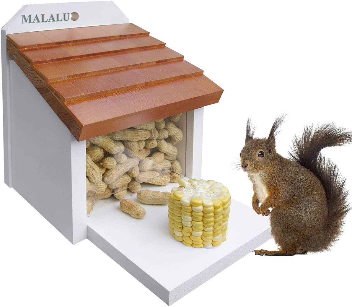 Squirrel Feeder for Outside with Corn Cob Holder.Squirrel Picnic Table Feeder.