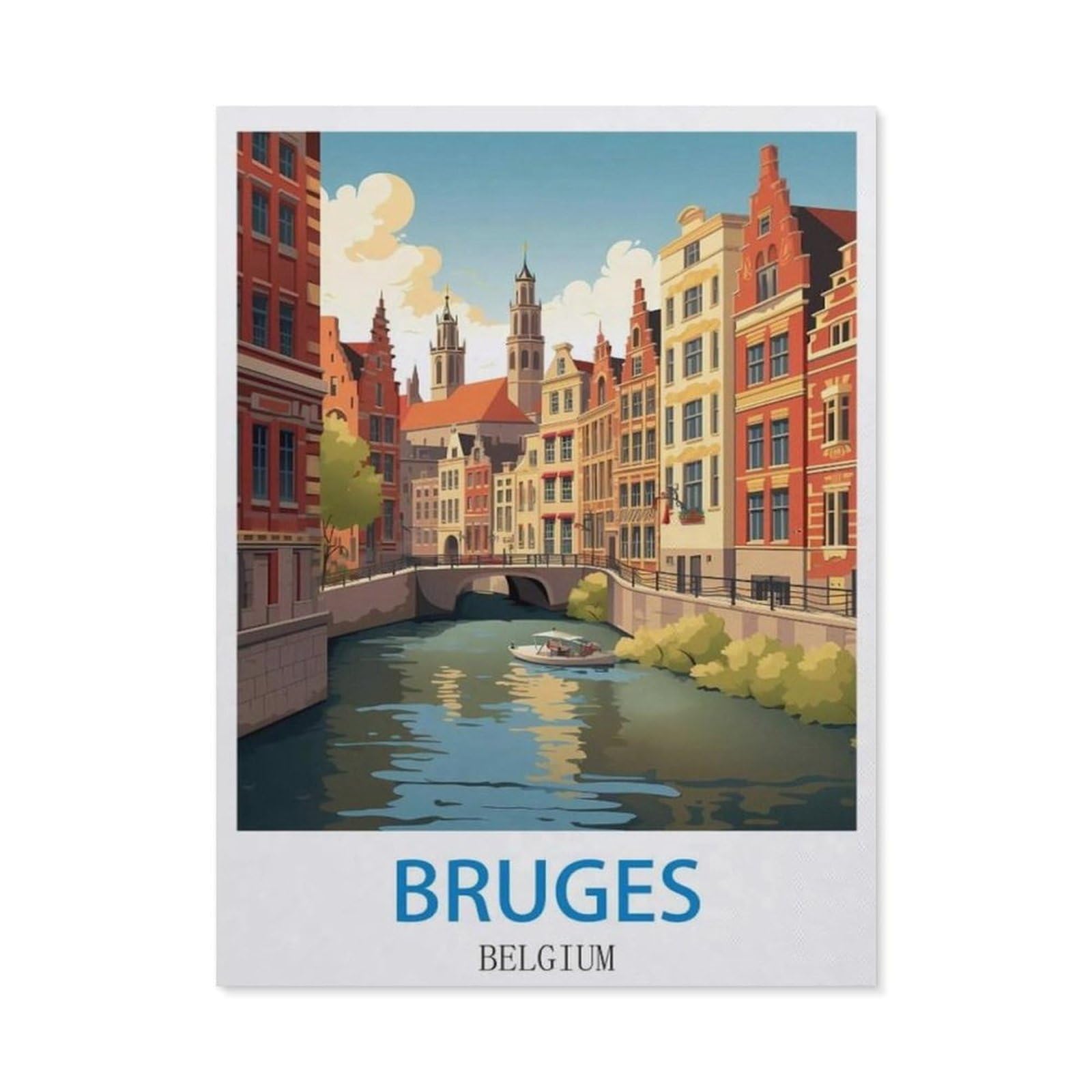 BEAYODKP Bruges Belgium，Diamond Art Kits for Adults and Kids, Full Drill Round Rhinestone Paint with Diamonds（50 x 60 cm/19.68 x 23.62 inches）-CN15