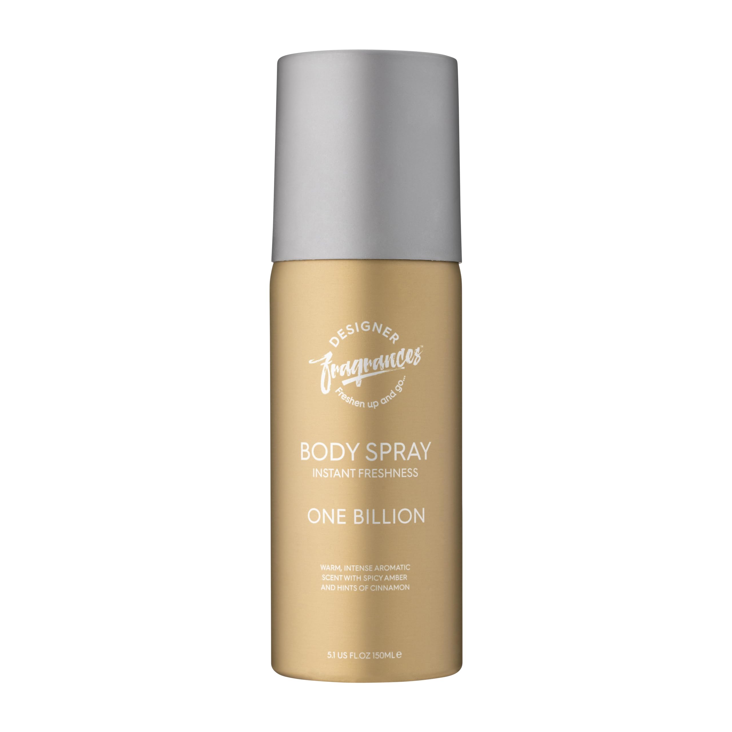 Designer Fragrances Single Pack One Billion Men's Body Spray Deodorant Cans - For Instant Freshness on The Go - Long Lasting Smell - Great Male Gift Sets - 150ml