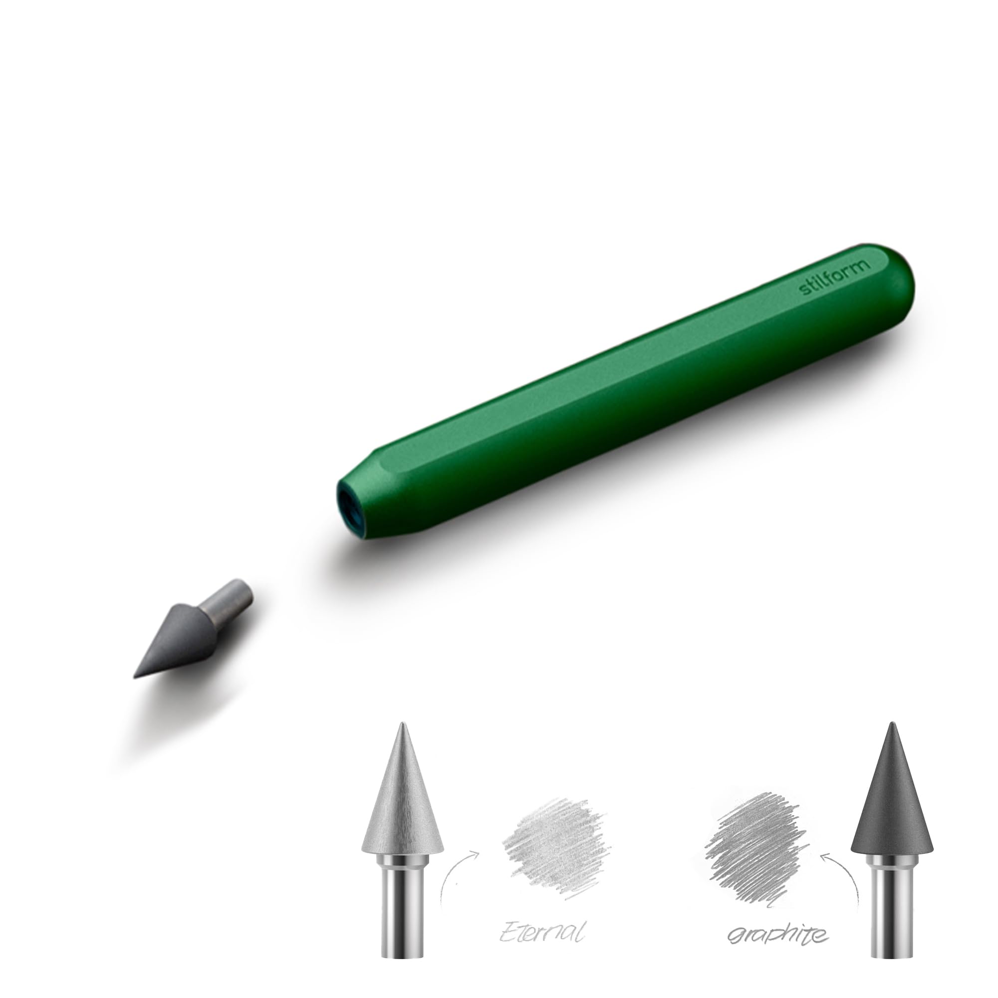 200524 AEON Nano Mini-Blei-Stift aus Aluminium - mit magnetischer Graphit-Spitze, wechselbar - Aurora Green