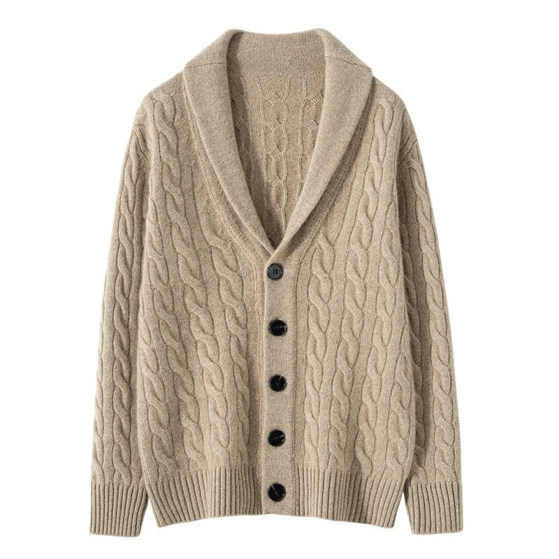 Pull en cachemire homme col châle vert | Douceur premium - 5