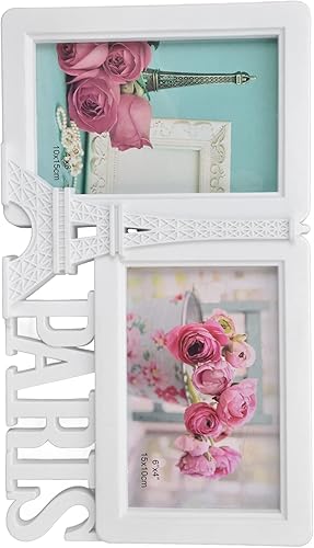 Miniatura 9 de CHICIRIS Marco de fotos doble de 4 x 6 pulgadas, marco de fotos doble de torre Eiffel, marco de fotos decorativo, apertura vertical y horizontal