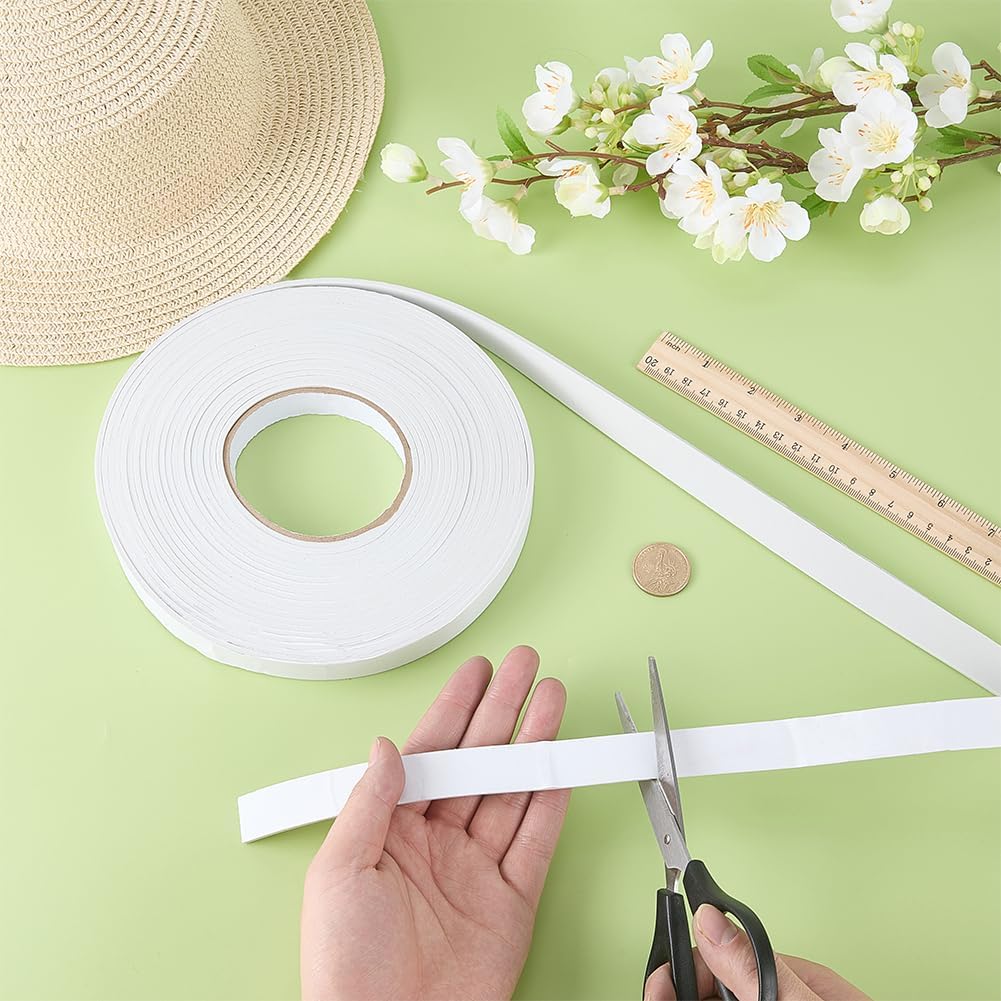 FINGERINSPIRE 32.8 Feet Self Adhesive Foam Tape Hat Insert Reducer 0.79 inch Wide Universal Size Adjuster Durable Foam Hat Liner White Hat Tape Roll Reducing Insert for Baseball Caps Sports Hat