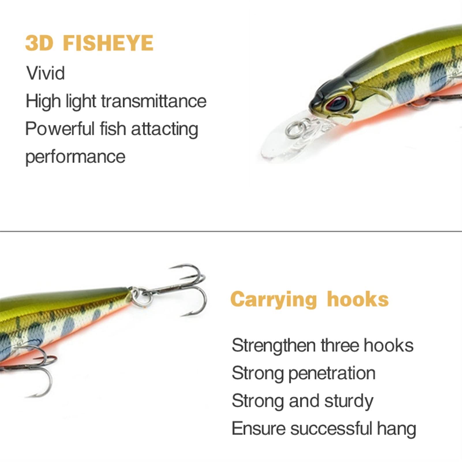 10 pièces 63mm 5g Leurres de pêche à l'achigan Minnow Wobblers Jerkbait Profondeur 0,8-1,2 m Appât Dur Artificiel réaliste Isca Swimbaits de plongée pour Bass Pike Attirail de pêche
