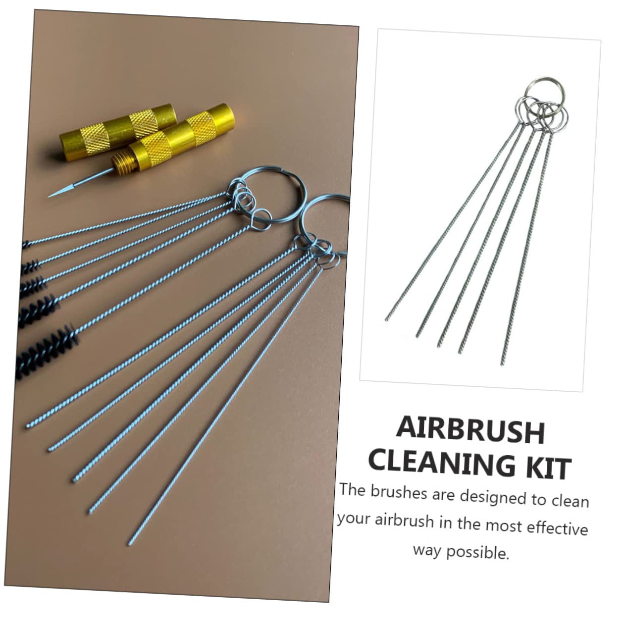 TEHAUX 3 Set Kit Pulizia Aerografo Lavaggio Dispositivo di Rimozione Riparazione Pulizia per Uso Domestico Spray Macchia Ugello Kit per La Pulizia Dell'aerografo Rame
