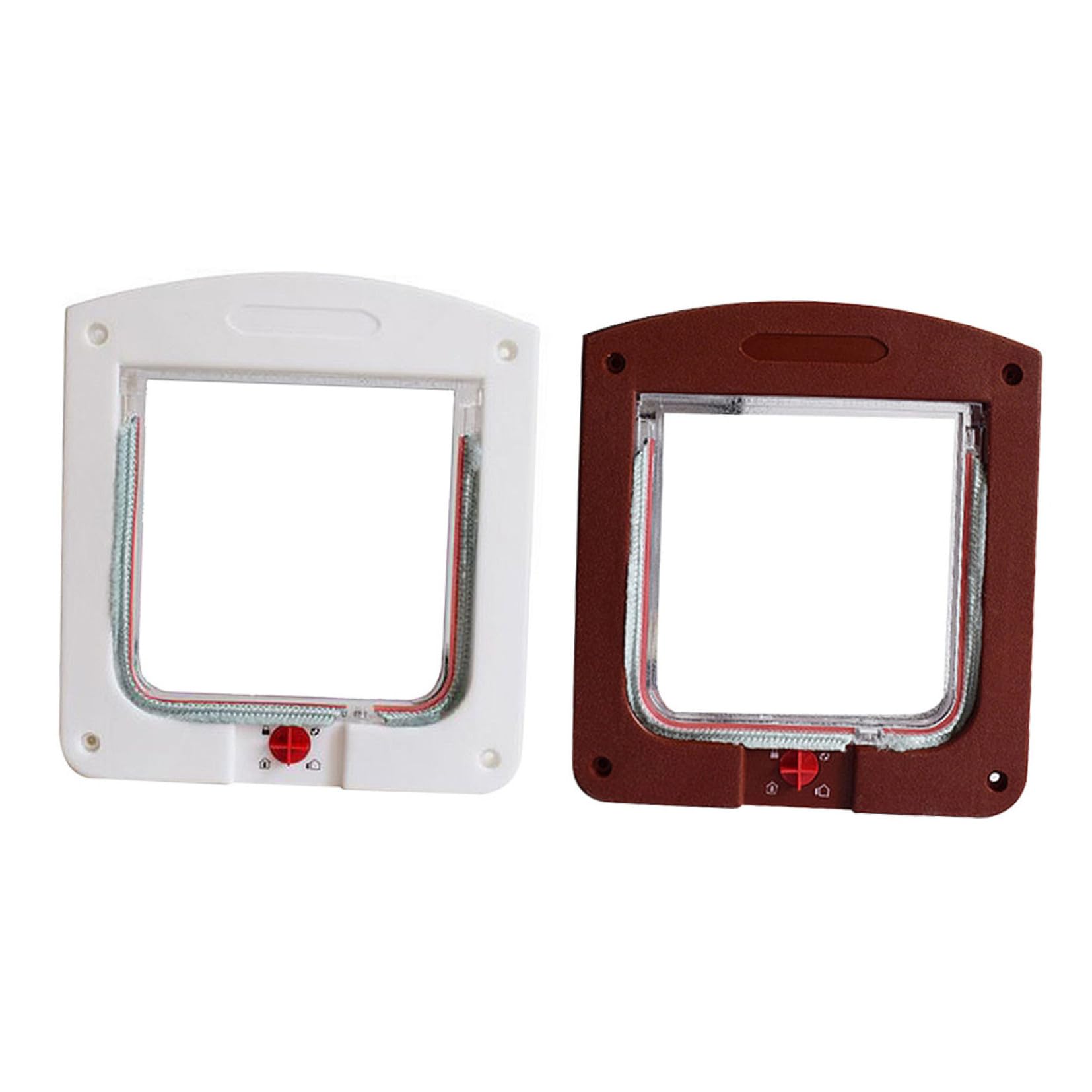 2 Chatières à Entrée Murale Contrôlable, Lot de 2, Abs Acrylique | Blanc et Marron, Forme Créative, Installation Simple, Résistance à Corrosion, pour Chat et Petit Chien