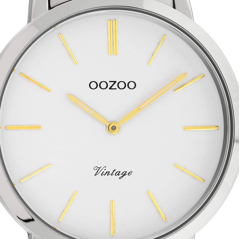 Oozoo Reloj de pulsera unisex, plata y oro, cuarzo, C20101, vintage, fino, acero inoxidable, UOC20101