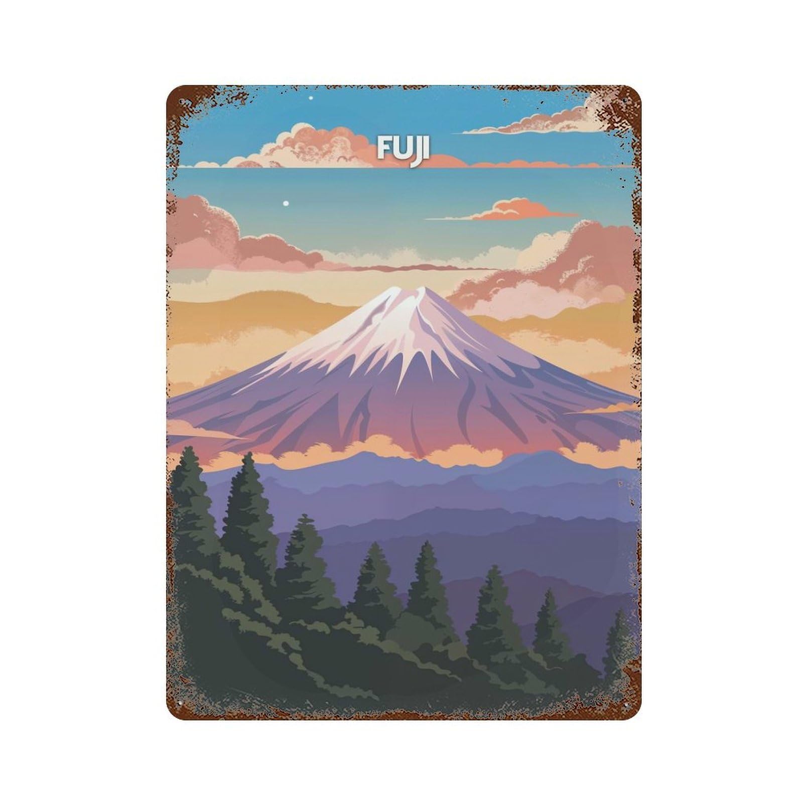 Fujis Tranquil Dawn Retro Metal Sign 15.7"x11.8", Ideal for Shed, Workshop And Garage Wall Decor