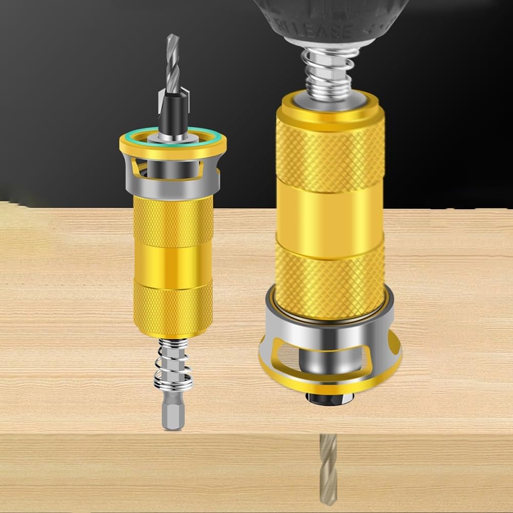 Juego de brocas avellanadas de profundidad ajustable, brocas avellanadas para carpintería, juego de brocas para madera, plástico, metal suave, 6 piezas (dorado)