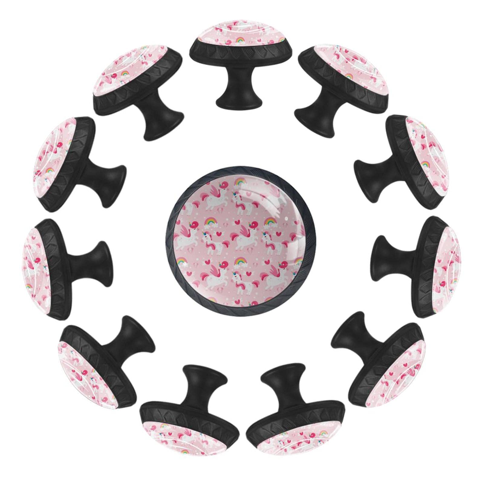 Boutons de tiroir licorne rose ronds de 35 mm pour décoration de meuble